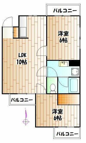 コアオリベ(2LDK/3階)の間取り写真