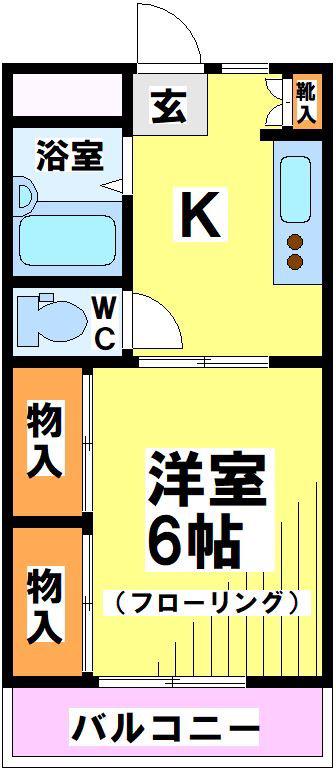 森屋マンション(1K/2階)の間取り写真
