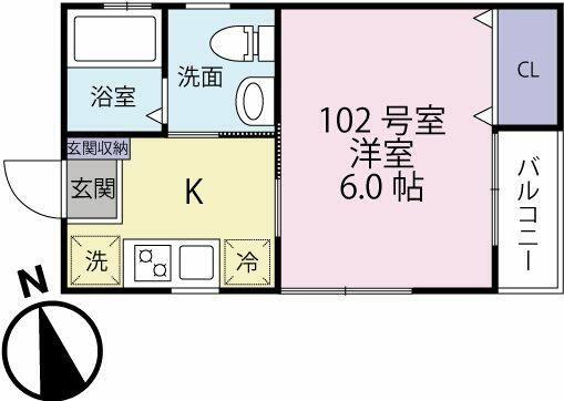 ノンナ ティー(1K/1階)の間取り写真