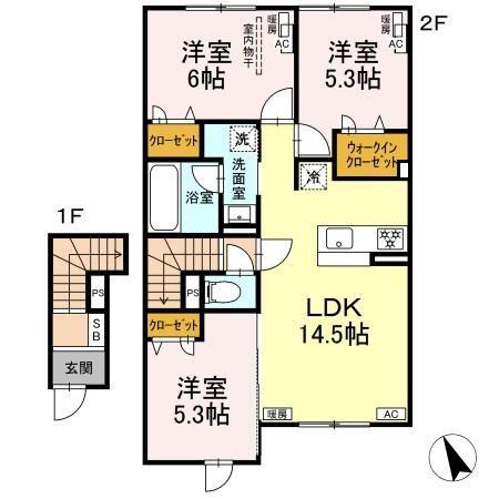 エテルナ I(3LDK/2階)の間取り写真
