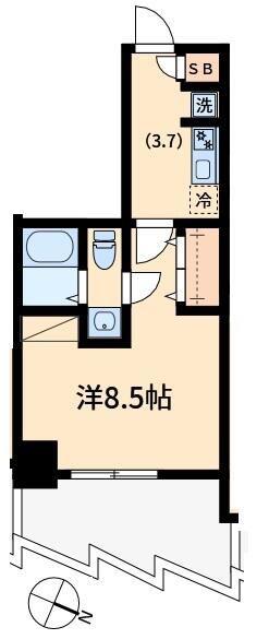 オモチデ扇大橋(1K/7階)の間取り写真
