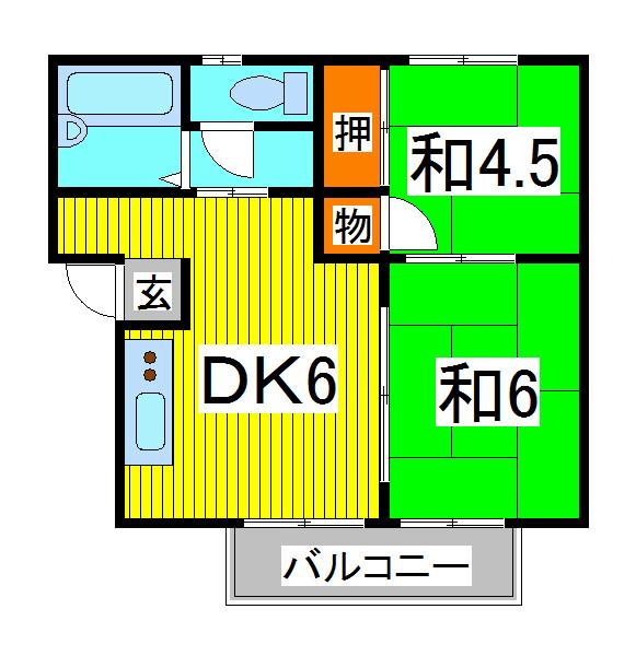 大木コーポ(2DK/2階)の間取り写真