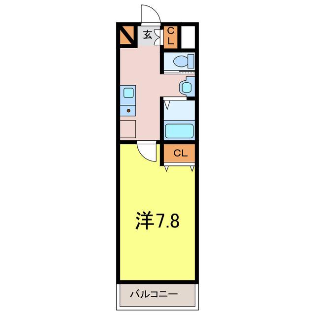 Kビル横山(1K/5階)の間取り写真