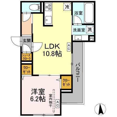 エスペリア栄町(1LDK/2階)の間取り写真