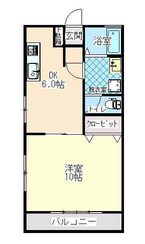 コーポ玉水II(1DK/2階)の間取り写真
