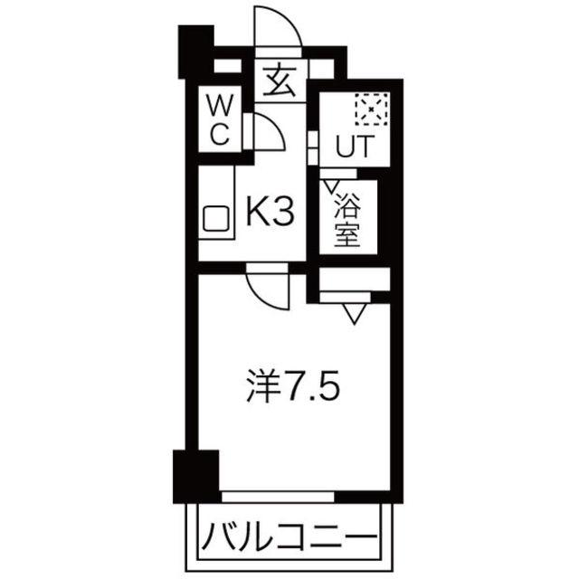 サザンクレスト七道(1K/3階)の間取り写真