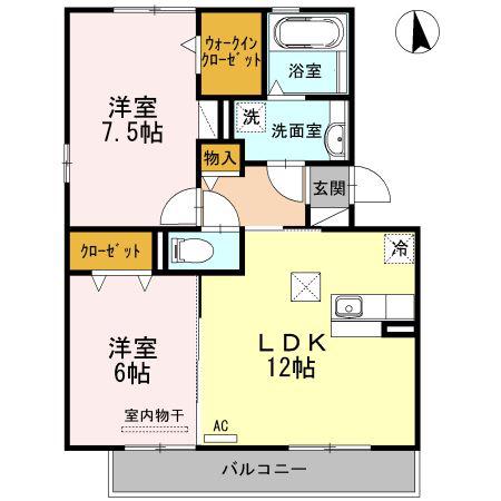 パークサイド東出 I(2LDK/1階)の間取り写真