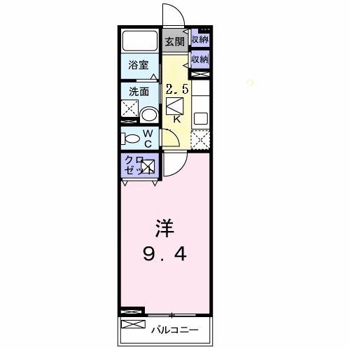 ファミールケイG(1K/1階)の間取り写真