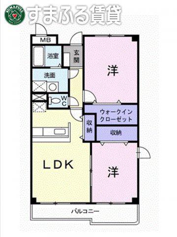 エクセランヒルズ KOTA(2LDK/1階)の間取り写真