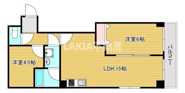 フルール 大道(2LDK/3階)の間取り写真