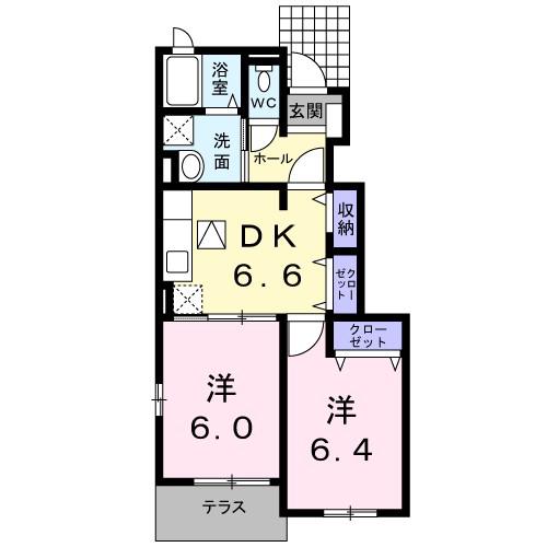フェイバー・レジデンス(2DK/1階)の間取り写真