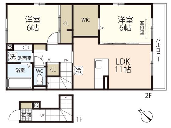 GRACIOUSB棟(2LDK/2階)の間取り写真