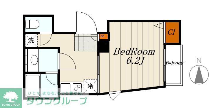 グランビル若林(1K/3階)の間取り写真