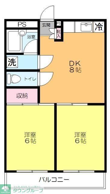 カサブランカI(2DK/2階)の間取り写真