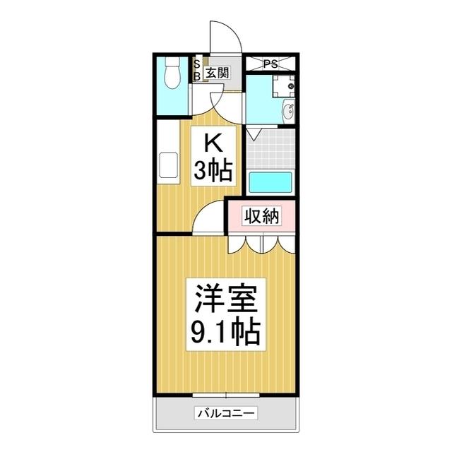 ＪＲ飯田線 木ノ下駅 徒歩7分 2階建 築20年(1K/1階)の間取り写真