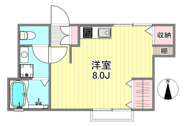 スヤマハイツ(ワンルーム/2階)の間取り写真