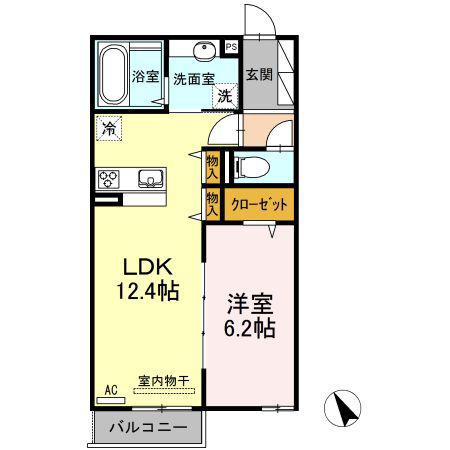 プライムフラット(1LDK/2階)の間取り写真