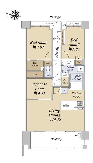 パークホームズ瑞穂井戸田町(3LDK/3階)の間取り写真