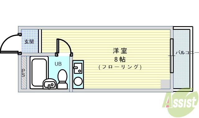 フロントリバー豊中(ワンルーム/4階)の間取り写真