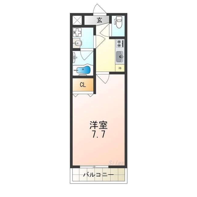 フジパレス初芝駅南II番館(1K/1階)の間取り写真