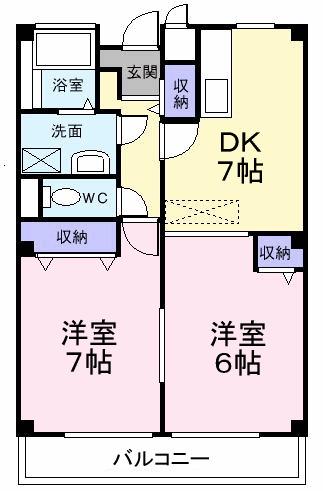 フロール(2DK/2階)の間取り写真