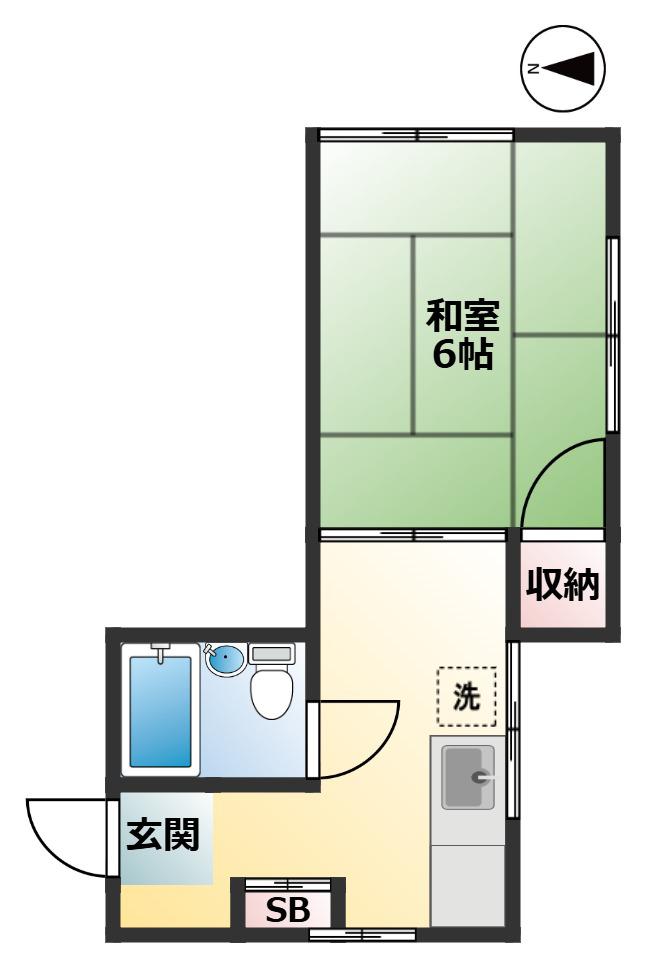 東急世田谷線 世田谷駅 徒歩4分 3階建 築41年(1K/2階)の間取り写真