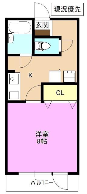 ハイグレー妻科(1K/1階)の間取り写真