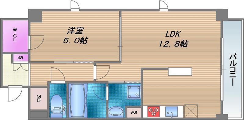ソレアード玉造(1LDK/3階)の間取り写真