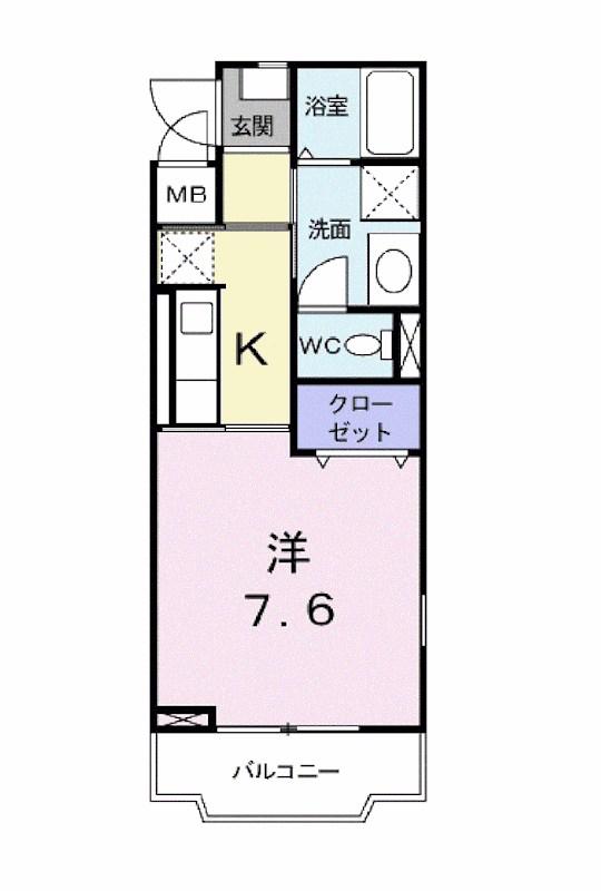 グランジェルメ(1K/1階)の間取り写真