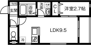 LA BLANCHE(1LDK/2階)の間取り写真