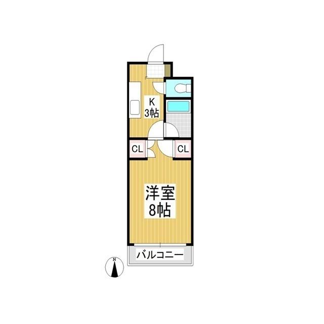 パークタウン小諸B棟(1K/1階)の間取り写真