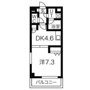 ベレーサ山王(1DK/9階)の間取り写真