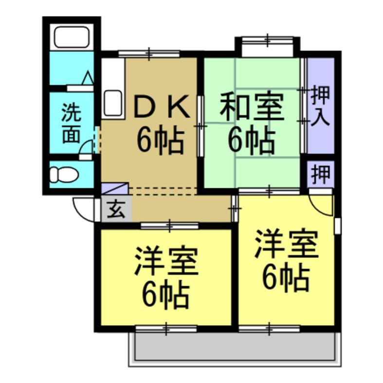 パークハイツ知崎II(3DK/1階)の間取り写真