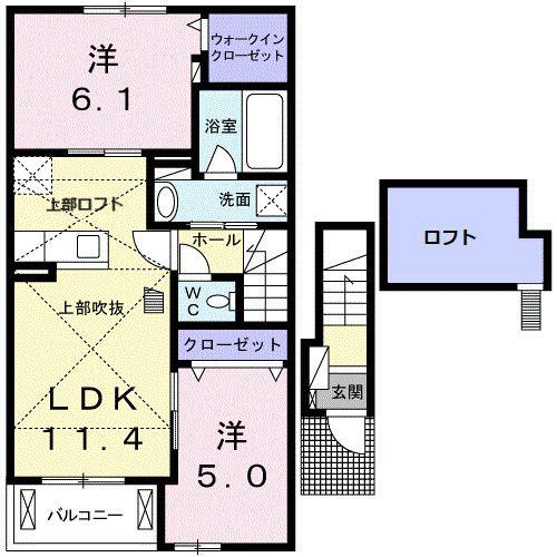 ノールジャルダン(2LDK/2階)の間取り写真