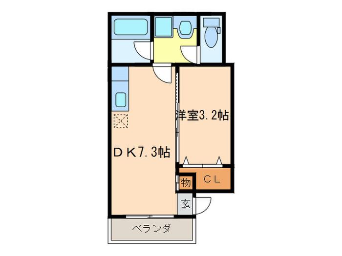 セレブマンションII(1DK/1階)の間取り写真
