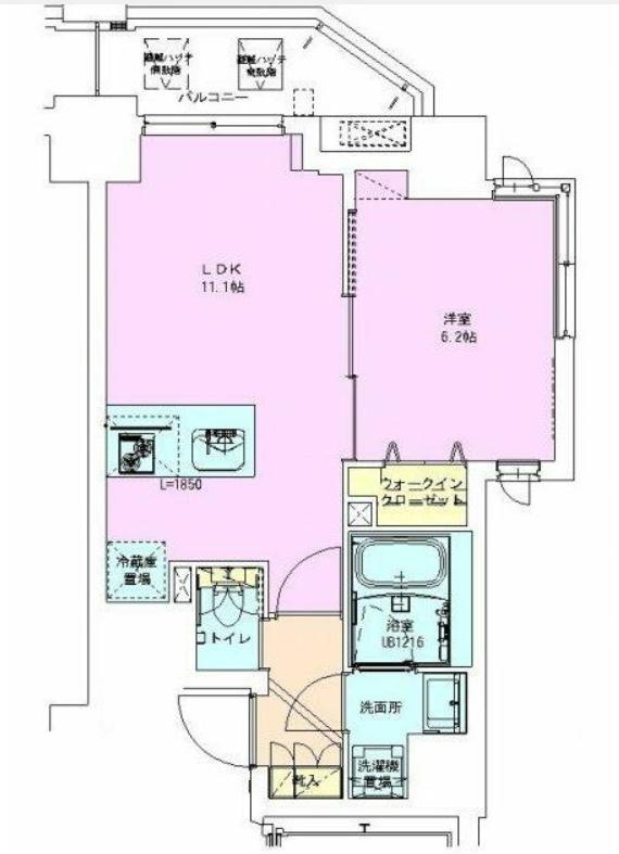 門前仲町レジデンス七番館(1LDK/7階)の間取り写真
