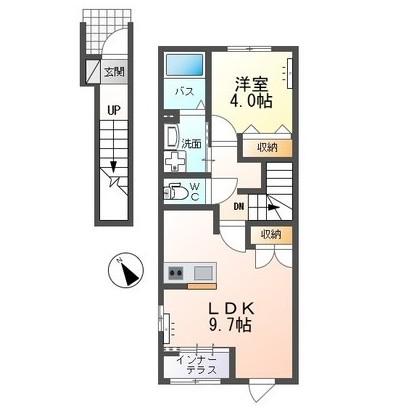 水戸市見川5丁目アパート(1LDK/2階)の間取り写真