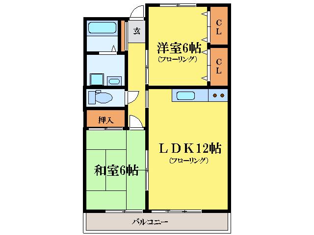 第2春日ハイツ(2LDK/4階)の間取り写真