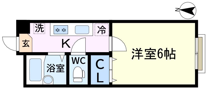 フルール松島(1K/2階)の間取り写真