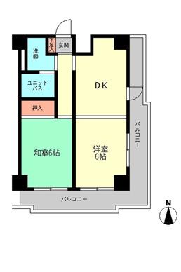 デイム橋本(2DK/3階)の間取り写真