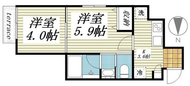ベラドマーニ桜新町(1LDK/1階)の間取り写真
