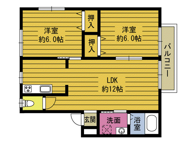 グレイスいたい1(2LDK/2階)の間取り写真