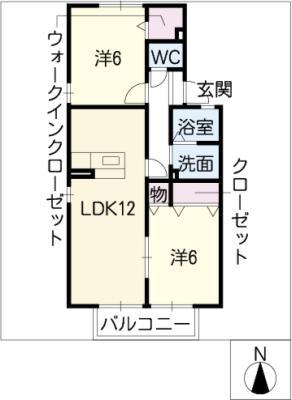 ルミエール神明(2LDK/1階)の間取り写真