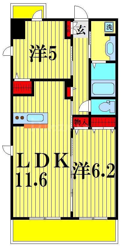 フェリジータ(2LDK/4階)の間取り写真