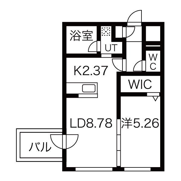 シンシア北8条(1LDK/3階)の間取り写真