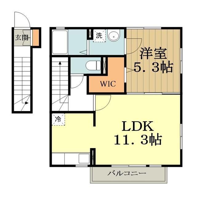 サンクレアVI棟(1LDK/2階)の間取り写真