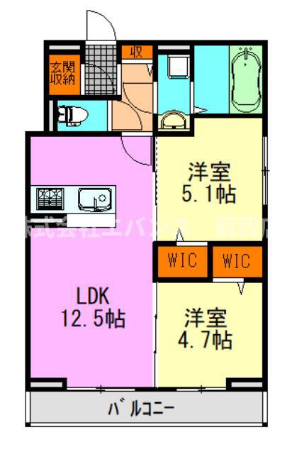 D-ROOM末広I B(2LDK/3階)の間取り写真