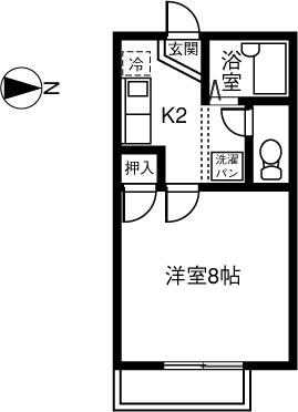 ハイツユニゾン(1K/1階)の間取り写真