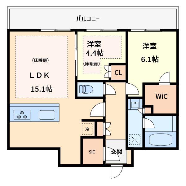 URAWA THE TOWER(2LDK/10階)の間取り写真