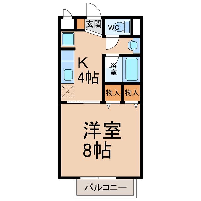 フラット矢戸川AB棟(1K/1階)の間取り写真